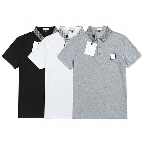 

new collar check mens casual polo shirt 22ss chest embroidery logo t shirt france luxury brand tshirt, White;black
