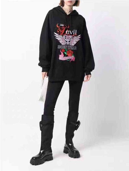 

vetements european and american fashion brand vetements hoodie men women pattern decals hooded t220722, Black