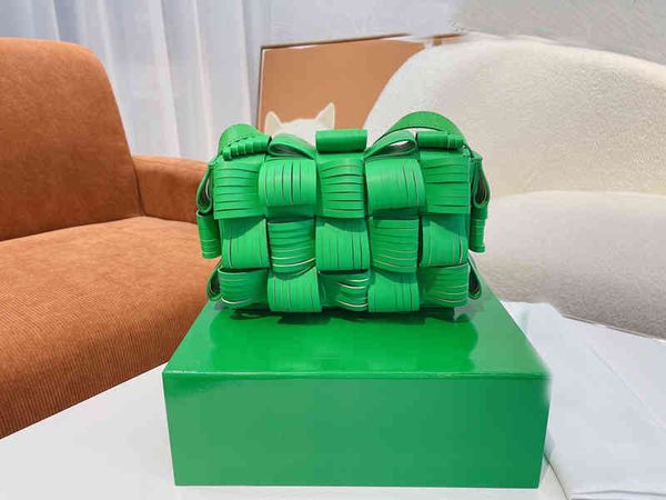 

evening bag woven tofu pillow real leather leisure temperament pleated plaid handbags diagonal chest shoulder square crossbody female purses