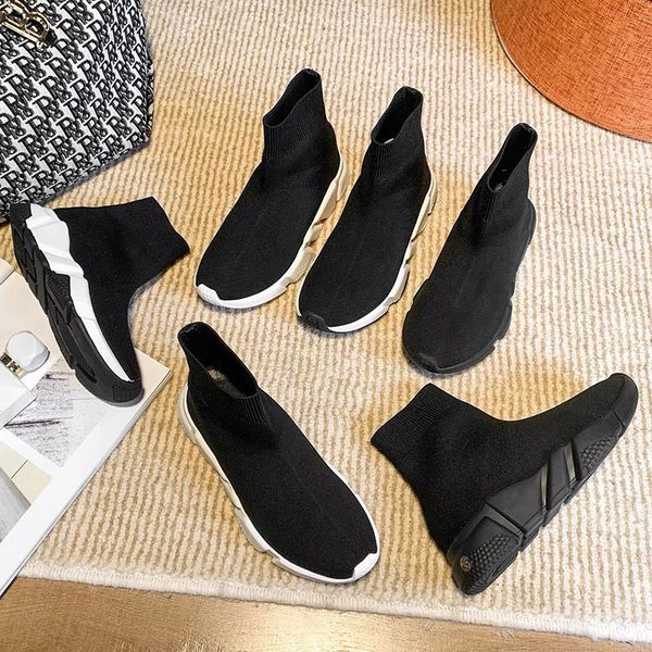 

designer socks casual shoes platform men mens woman shiny knit speed trainer runner sneaker sock shoe master embossed womens sneakers speeds, Black