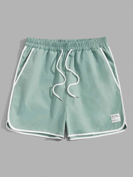 

romwe guys letter patched contrast binding shorts y0gx#, White;black