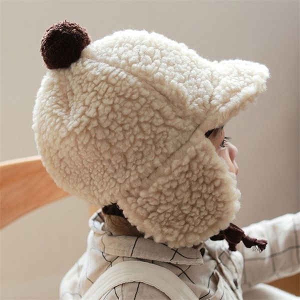 

milancel winter baby hat toddler warm hats infant girls caps teddy fur hats 220519, Yellow