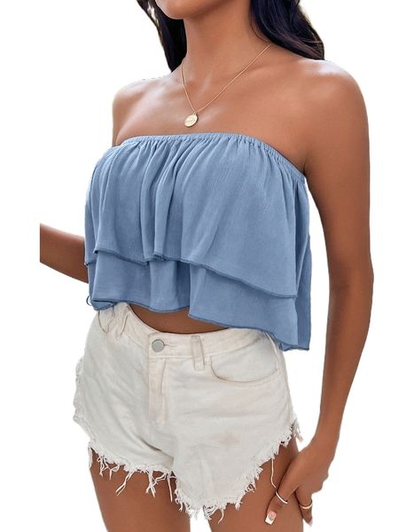 

petite layered hem crop tube x8rb#, White