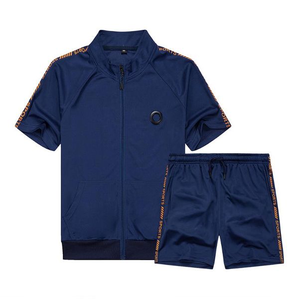 

men's tracksuits summer men casual sets loose jogging tracksuit 2022 mens sportswear zipper tshirts+shorts 2pcs sports suit printing cl, Gray