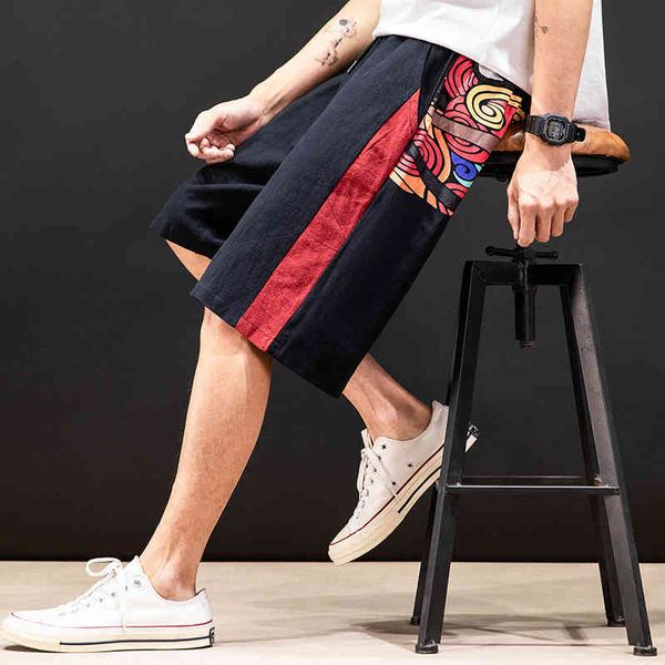 

men's shorts beach pants loose quick drying capris youth large cotton and linen thin underpants men, White;black
