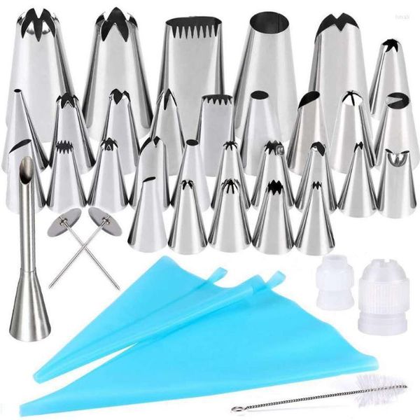 Ferramentas de Bakeware Outras 38pcs Dicas de tubulação russa Decoração de bolo Kit Kit Flor Flor Gospot Bnchaz Sacos de bolos de pastelaria