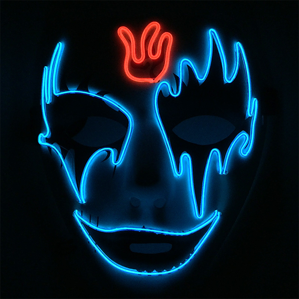 

party masks glowing fire logo forehead devil led mask halloween cosplay costume accessories light up el wire mask scary smiling face mascara
