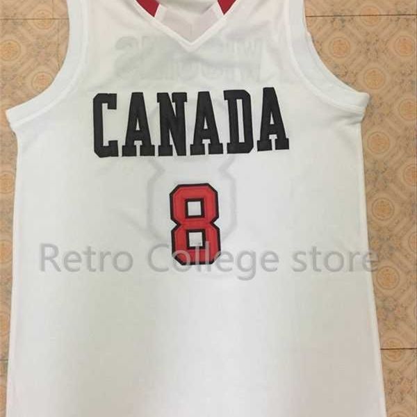 

xflsp men #8 andrew wiggins canada white red basketball jersey retro throwback stitched embroidery customize any name number, Black
