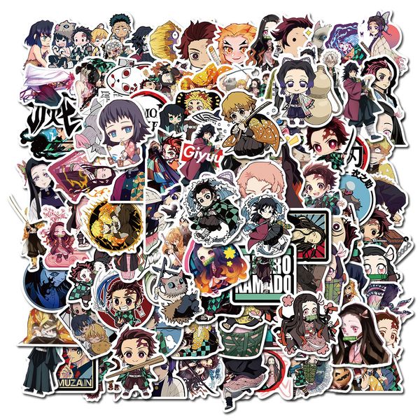 

new 100pcs demon slayer anime comic cartoon stickers decals diy bike luggage skateboard lapins graffiti sticker kid classic toys