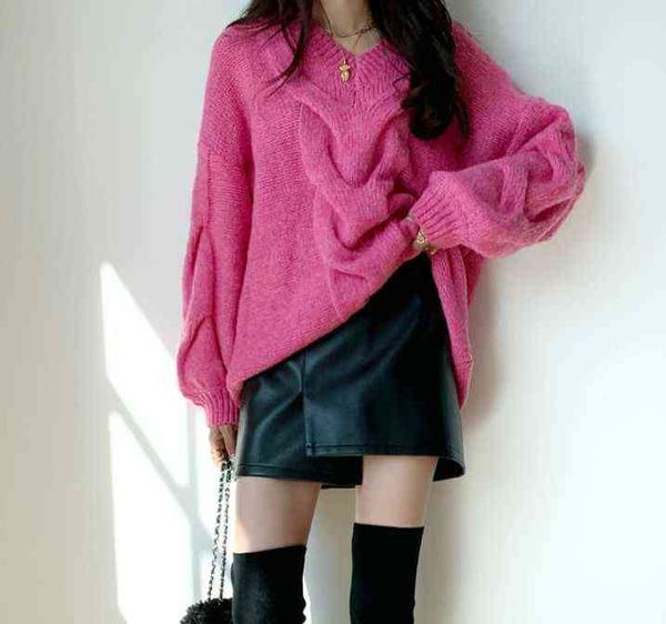 

autumn winter korean style loose pullover sweater for women casual high street long sleeve cut t220824, White;black