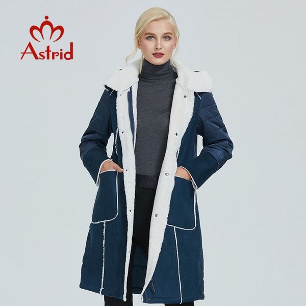 

astrid winter jacket women plus size parka solid leather clothes coat am2082 201027, Black