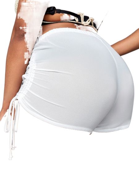 

plus drawstring beach shorts c91q#, Black