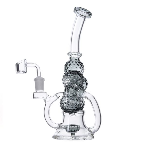 Stili unici Narghilè Soffione doccia Bong in vetro Perc Giunto femmina da 14 mm con Banger 6 sfere Tubi dell'acqua Riciclatore Olio Dab Rigs da 9,5 pollici