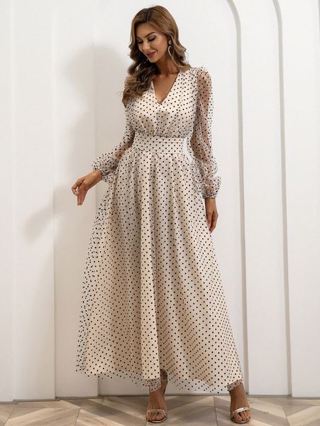 

missord polka dot mesh dress e6oi#, Black;gray