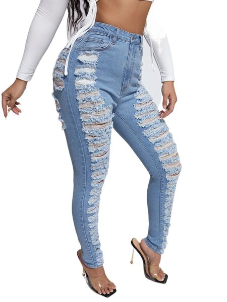 

sxy zipper fly ripped skinny jeans 73sw#, Blue
