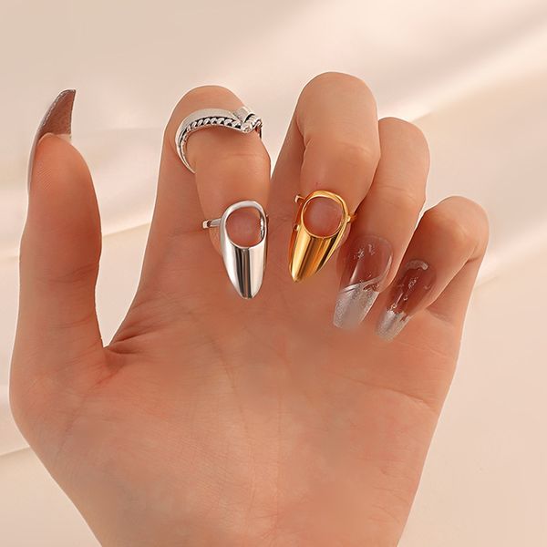 

s2970 fashion jewelry simple geometric metal nail rings hollow out nails beauty ring, Silver
