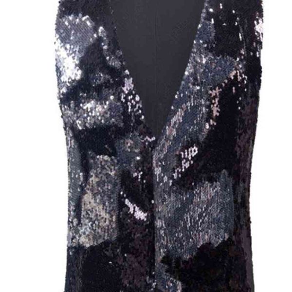 

men's vests sequin suit vest, Black;white