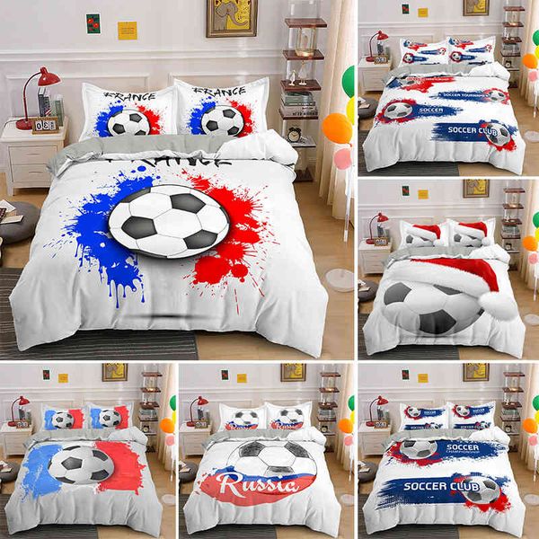 Set di biancheria da letto di calcio 3d Stampa Federa Copripiumino Copripiumini da calcio Set Tessili per la casa Queen King Size Dropshipping