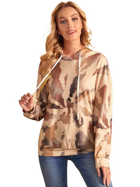 

emery rose drop shoulder tie dye hoodie u8b7#, Black