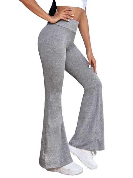 

wide waistband sports flare leg pants j03b#, Gray