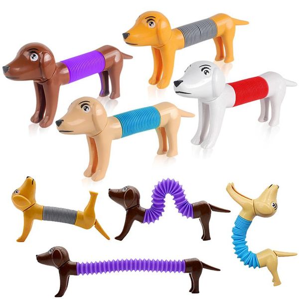 Teleskopschläuche, Zappelspielzeug für Hunde, sensorische Dehnung, für Kleinkinder, flexibel, variabel, mit Klangentwicklung, pädagogischer Stressabbau, lustiges Kinderspielzeug, Opp-Beutelverpackung