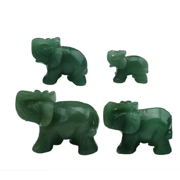 Yeşil Dong Ling Jade Fil Sanat Oyun Parçası Doğal Şifa Kristal Çakra Kuvars El Sanatları