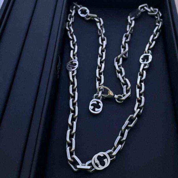 

factory outlet silver old letter interlocking necklace hollowed out personality trend ins unisex
