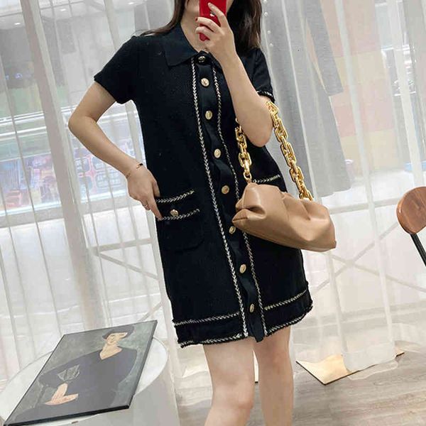 

casual dresses fadan  family french style design sense of minority small fragrance celebrity polo neck straight tube loose knit dress mdhs, Black;gray