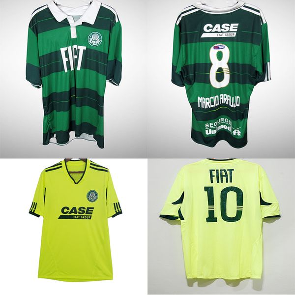 

10 11 retro soccer jerseys palmeiras vintage classic man football jersey gabriel kleber m.assuncao third away fluorescent green camiseta fut, Black;yellow