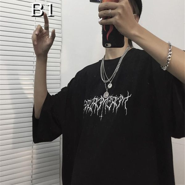

gothic ins t shirt oversized print korea short sleeve women t-shirt streetwear harajuku clothing dropshipping black, White