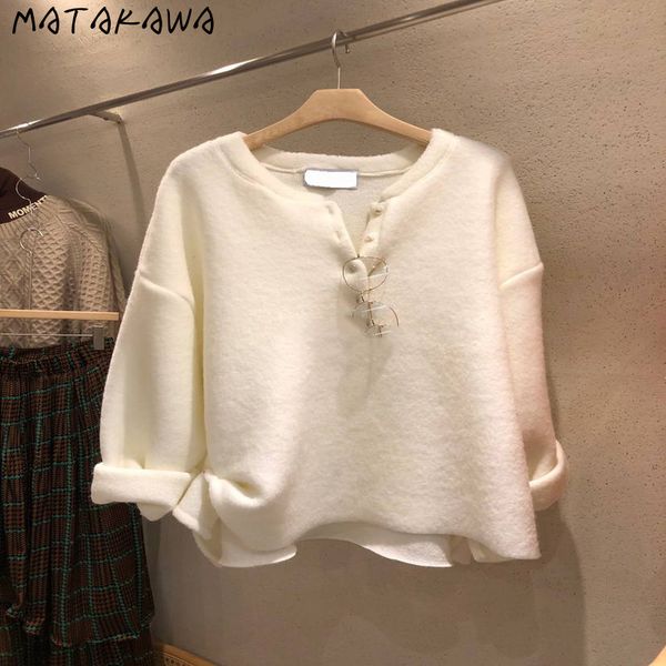 

loose longsleeved sweatshirt women singlebreasted korea autumn and winter split solid color womens hoodies 210506, Black