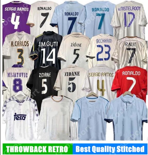 

retro soccer football jerseys guti ramos mcmanaman zidane beckham raul redondo carlos cambiasso seedorf alonso shirt figo v. nistelrooy, Black;yellow