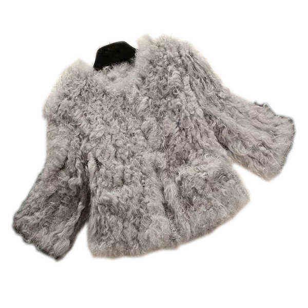 

winter 2019 real sheep fur coat beauty with the foreign trade volume of wool lamb wool knitting fur coat short paragraph t220810, Black
