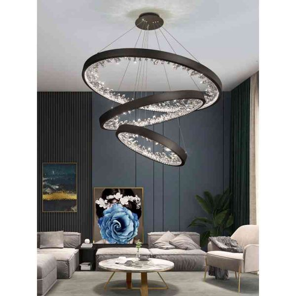 

pendant lamps nordic light luxury living room chandelier simple atmosphere ring el dining bed lamp postmodern art crystal