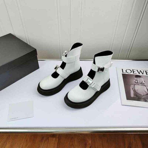 

martin boots women's leather boots summer shoes round head increase height series, Black