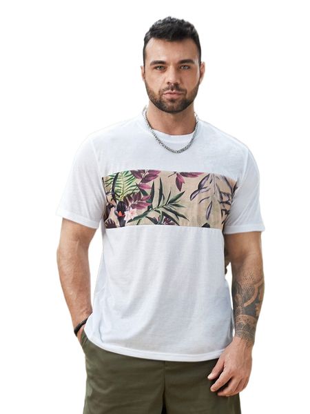 

men color block floral print tee 61ea#, White;black