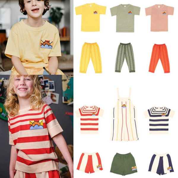 Одежда наборы детей вязание рубашки 2022 лето KP Brand Boys девочки с коротким рукавом и шорт -одежда для малышей для малыша Baby Clothing