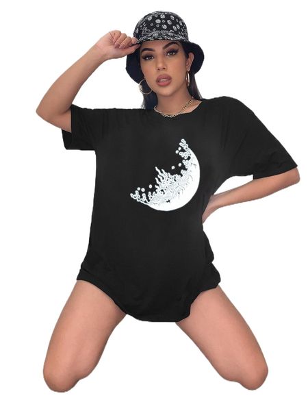 

reflective detail drop shoulder longline tee 55rn#, White