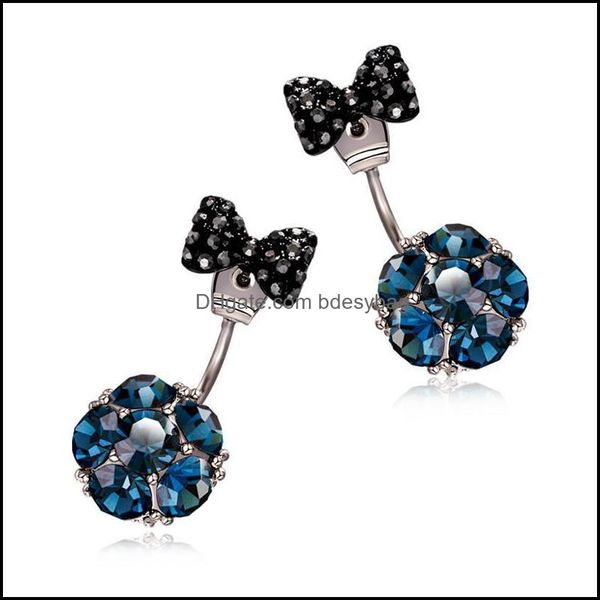

stud korean statement earrings for women black cute bowknot geometric wed dh3b9, Golden;silver