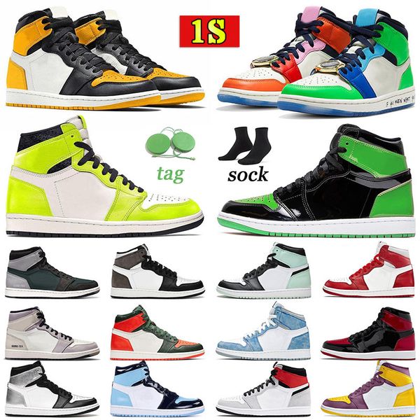 

designer jumpman 1 mens basketball shoes 1 womens what the yellow toe brotherhood visionaire patent green high element light bone pu leather