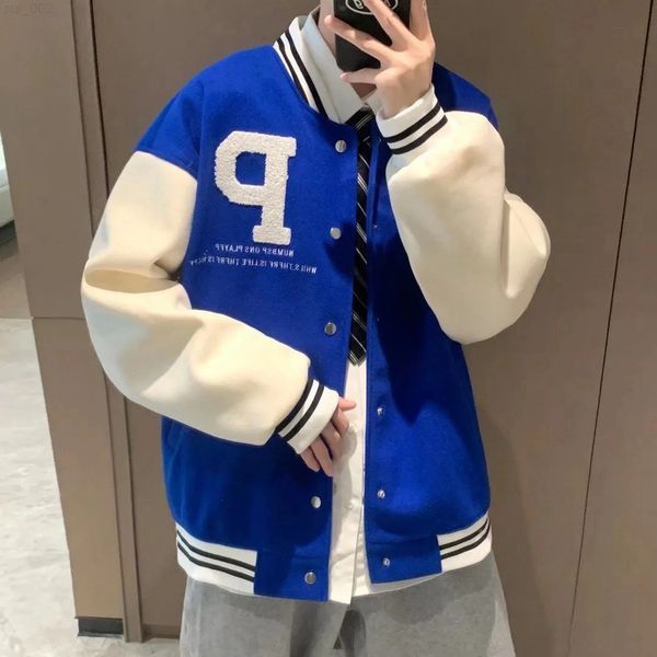 

vintage button ins men hip hop q letter bone bomber male jackets harajuku college ruffian handsome loose baseball uniform coats t220716, Black;brown
