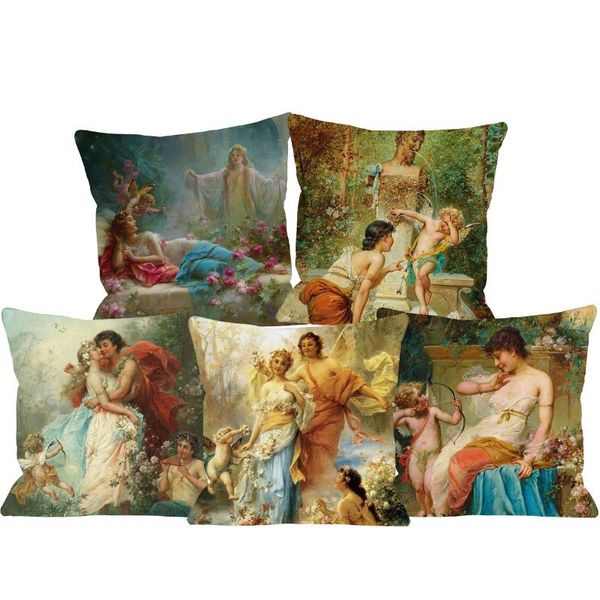 Cuscino/Cuscino decorativo Beauty Woman Lady Angel Ritratto Poster Fodera per cuscino Hans Zatzka Pittura a olio Cuscini decorativi per divanoCushion