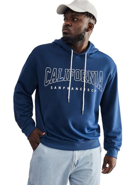 

extended sizes men letter graphic drawstring hoodie x1ya#, Black