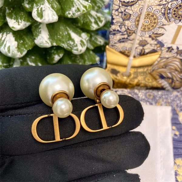 

82% off online sale pearl new dc female family high version earrings, Golden