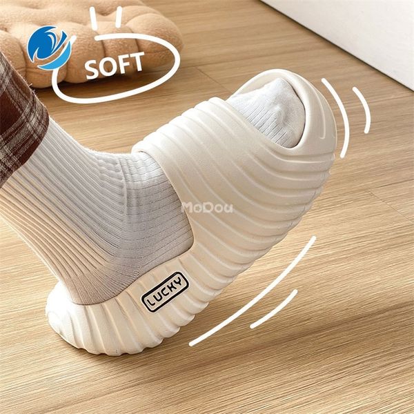 

mo dou soft eva thick sole concise home women slippers waterproof bathroom shoes non slip elastic outdoor men sandals durable 220611, Black