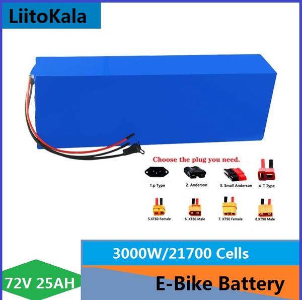 LiitoKala Marke 21700 72V 25Ah 20S5P Lithium-Akku 1000W-3000W Hochleistungs-84V-Elektrofahrrad-Motor-Elektroroller-Akku mit BMS Große Kapazität