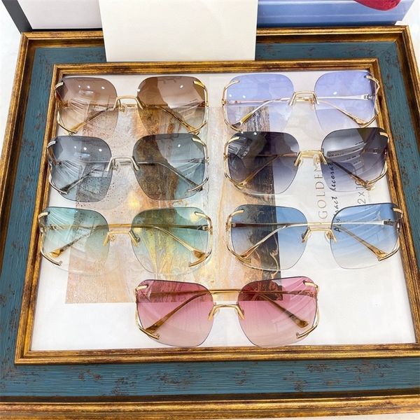 

22% off 2022 luxury fashion design high version sunglasses new large square frameless women's online popular street show with irregular, White;black