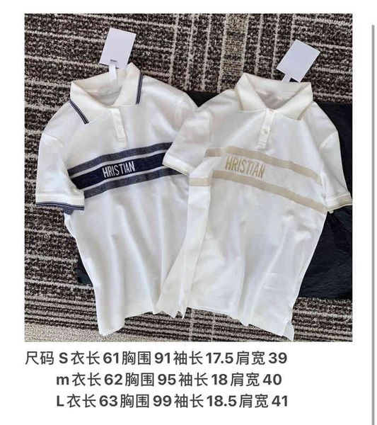 

pearl ground fabric gold silk letter embroidery casual women's polo shirt, White