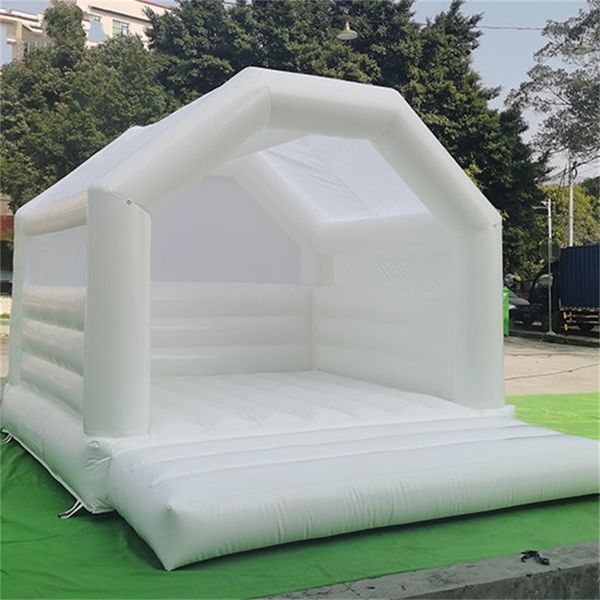 13 pés adultos material pvc material branco tapetes de casamento castelo clássico ao ar livre castelo inflável com balões de soprador e flores de ar para eventos de noiva 784 e3