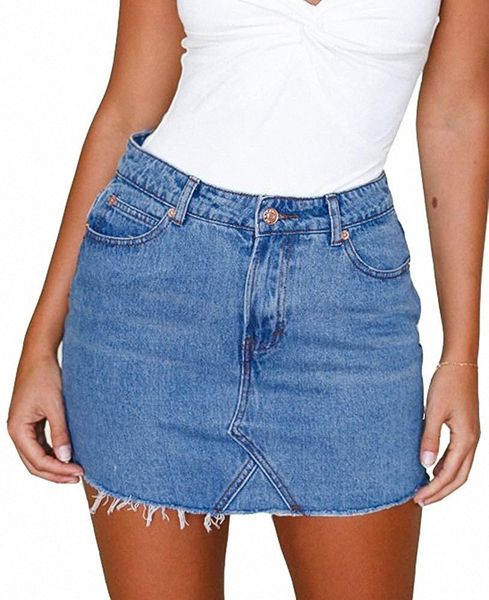 

women's casual dresses washed frayed stretch denim mini skirt x3ug#, Black;gray